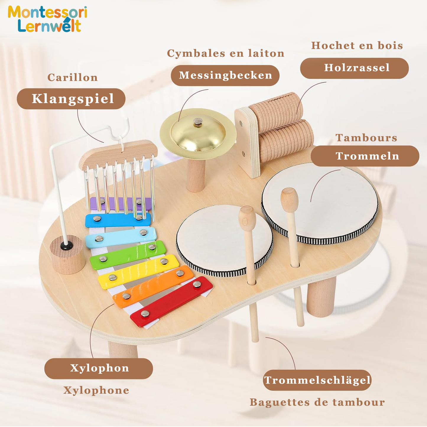 Table d'activité musicale Montessori – Son et rythme