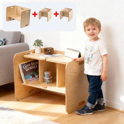 Montessori Tisch- & Stuhlset aus Holz ¨C f¨¹r langfristige Nutzung wandelbar