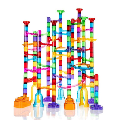 MontessoriLernwelt transparente Kugelbahn für Kinder, 168 Teile Murmelbahn Röhren Bausatz aus ABS, BPA-frei, Montessori Konstruktionsspielzeug