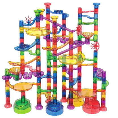 MontessoriLernwelt transparente Kugelbahn für Kinder, 168 Teile Murmelbahn Röhren Bausatz aus ABS, BPA-frei, Montessori Konstruktionsspielzeug