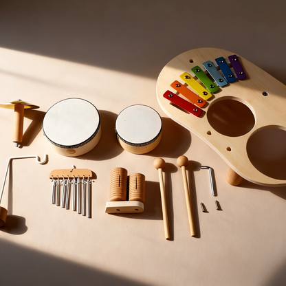 Detailansicht des Xylophons am Montessori Musik-Aktivitätstisch