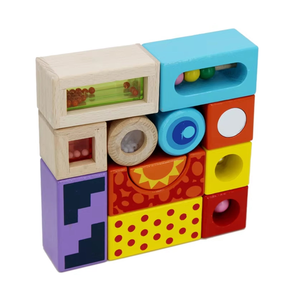 Blocs sonores 12 blocs en bois colorés qui produisent des sons