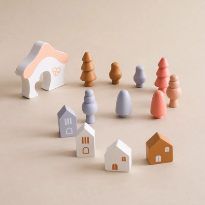 MontessoriLernwelt Holz Balance Spielzeug modernes Dorf – Montessori Lern- und Sinnes-Spielzeug