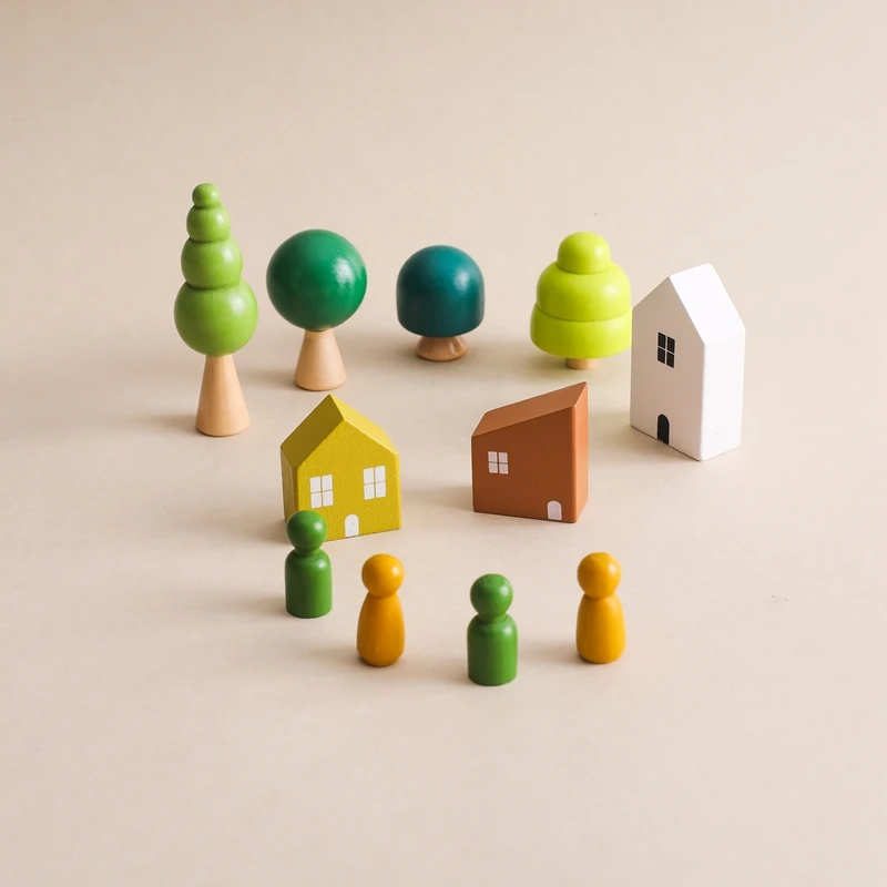 MontessoriLernwelt Holz Balance Spielzeug Häuser & Wald – Pädagogisches Montessori Spielzeug