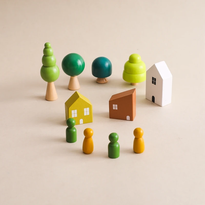 MontessoriLernwelt Holz Balance Spielzeug Häuser & Wald – Pädagogisches Montessori Spielzeug