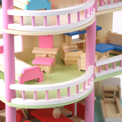 Maison de poupée Montessori en bois – maison de jeu ouverte avec meubles
