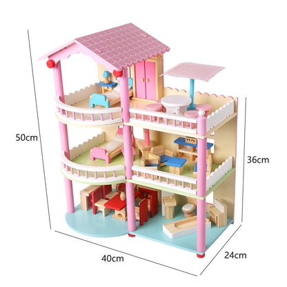 Maison de poupée Montessori en bois – maison de jeu ouverte avec meubles