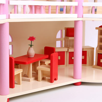 Maison de poupée Montessori en bois – maison de jeu ouverte avec meubles