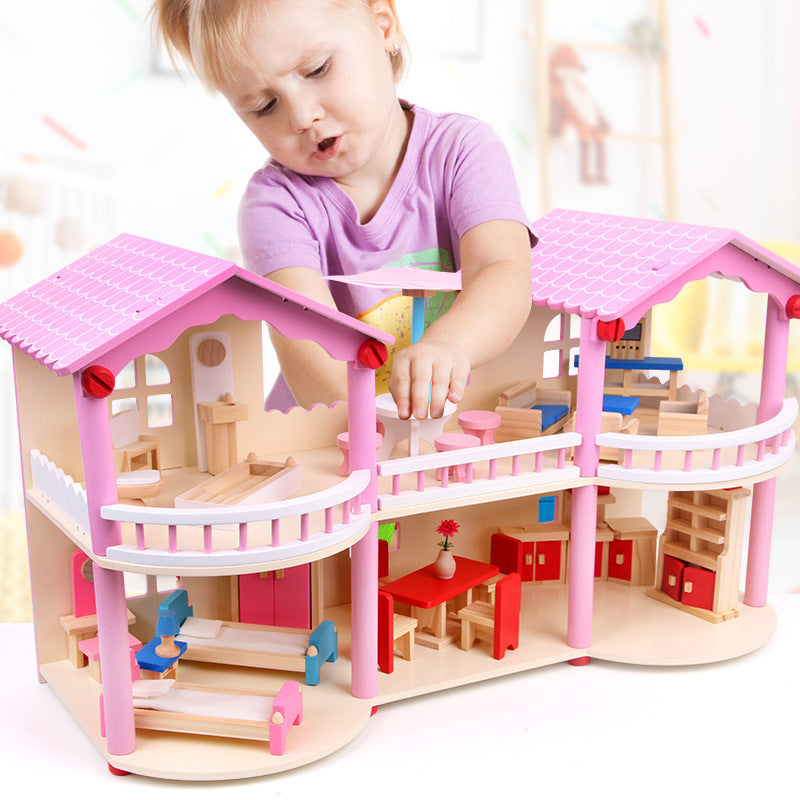 Maison de poupée Montessori en bois – maison de jeu ouverte avec meubles